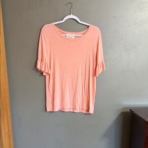 Fantastic Fawn Coral Ruffle Sleeve Tee